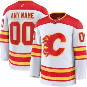 Calgary Flames Customized White Fanatics Authentic Jersey