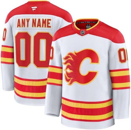 Calgary Flames Customized White Fanatics Authentic Jersey