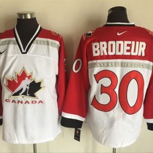 Canada #30 Martin Brodeur White Hockey Jersey
