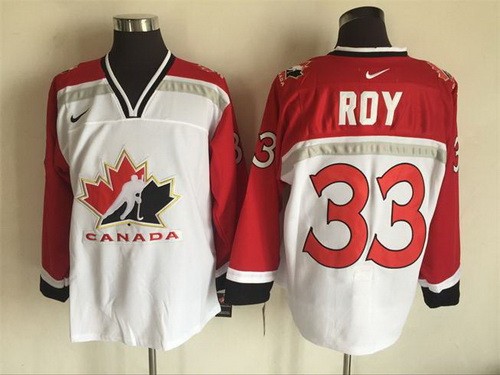 Canada #33 Patrick Roy White Hockey Jersey