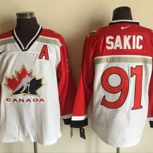 Canada #91 Joe Sakic White Hockey Jersey