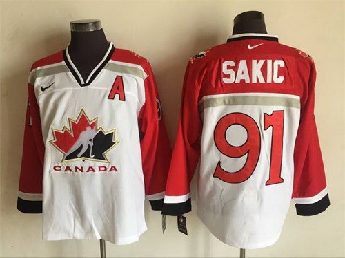 Canada #91 Joe Sakic White Hockey Jersey