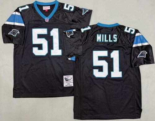 Carolina Panthers #51 Sam Mills Black 1996 Throwback Jersey