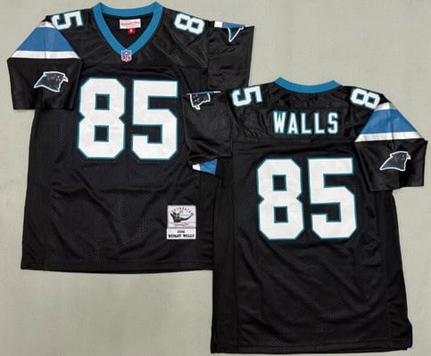 Carolina Panthers #85 Wesley Walls Black 1996 Throwback Jersey