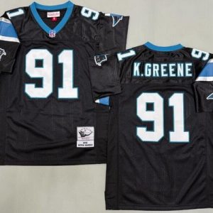 Carolina Panthers #91 Kevin Greene Black 1996 Throwback Jersey