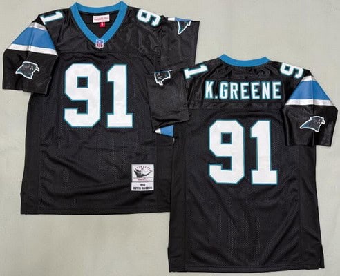 Carolina Panthers #91 Kevin Greene Black 1996 Throwback Jersey