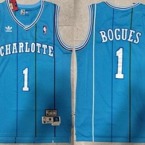 Charlotte Hornets #1 Tyrone Bogues Blue Hollywood Classic Swingman Jersey