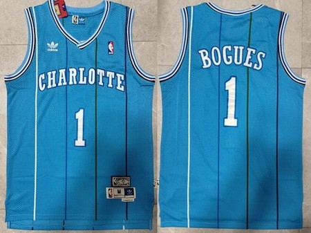 Charlotte Hornets #1 Tyrone Bogues Blue Hollywood Classic Swingman Jersey