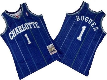 Charlotte Hornets #1 Tyrone Bogues Purple 1994 Throwback Swingman Jersey
