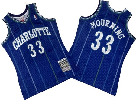 Charlotte Hornets #33 Alonzo Mourning Purple 1994 Throwback Swingman Jersey