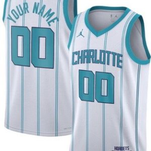 Charlotte Hornets Custom White Heat Press Jersey