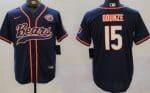 Chicago Bears #15 Rome Odunze Limited Navy Throwback Baseball Jersey