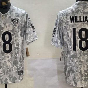 Chicago Bears #18 Caleb Williams Limited Arctic Camo 2024 Salute to Service Jersey