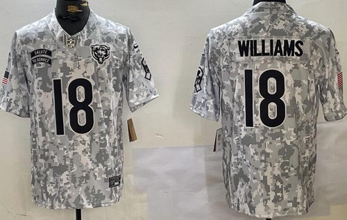 Chicago Bears #18 Caleb Williams Limited Arctic Camo 2024 Salute to Service Jersey