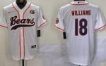 Chicago Bears #18 Caleb Williams Limited White Bear Logo Baseball Jersey