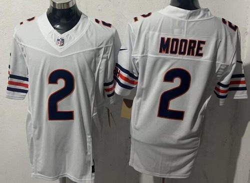 Chicago Bears #2 DJ Moore Limited White FUSE Vapor Jersey