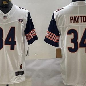 Chicago Bears #34 Walter Payton Limited White Illinois 51 Patch FUSE Vapor Jersey