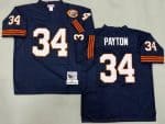 Chicago Bears #34 Walter Payton Navy Bear Patch 1985 Throwback Jersey