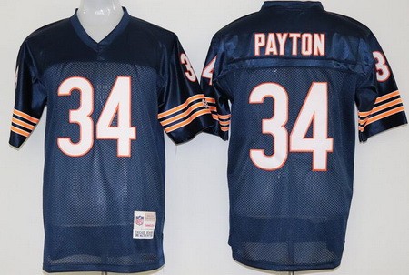 Chicago Bears #34 Walter Payton Navy Throwback Jersey