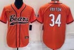 Chicago Bears #34 Walter Payton Orange BaseBall Jersey
