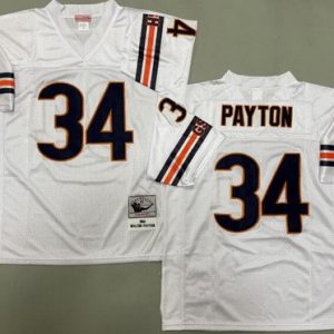 Chicago Bears #34 Walter Payton White 1985 Throwback Jersey