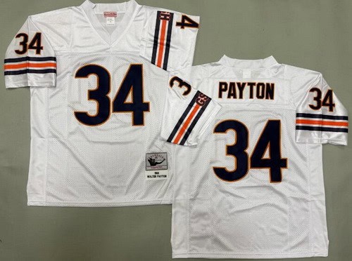 Chicago Bears #34 Walter Payton White 1985 Throwback Jersey