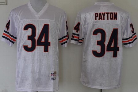 Chicago Bears #34 Walter Payton White 1985 Throwback Jersey