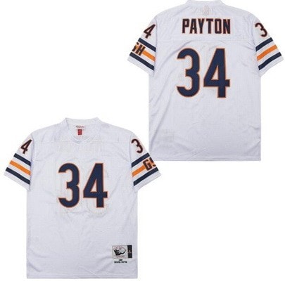 Chicago Bears #34 Walter Payton White 1985 Throwback Mesh Jersey