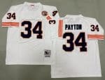 Chicago Bears #34 Walter Payton White Bear Patch Throwback Jersey