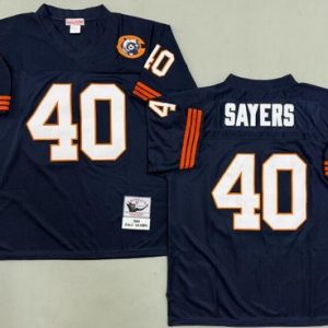 Chicago Bears #40 Gale Sayers Navy Bear Patch 1969 Throwback Jersey