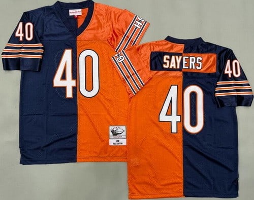 Chicago Bears #40 Gale Sayers Navy Orange Split Throwback Jersey