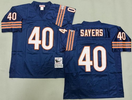 Chicago Bears #40 Gale Sayers Navy Throwback Jersey