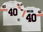 Chicago Bears #40 Gale Sayers White Bear Patch Throwback Jersey