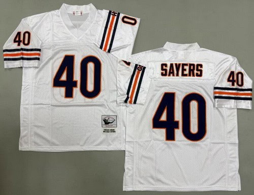 Chicago Bears #40 Gale Sayers White Throwback Jersey