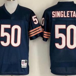 Chicago Bears #50 Mike Singletary Navy 1985 Throwback Jersey