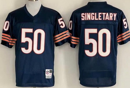 Chicago Bears #50 Mike Singletary Navy 1985 Throwback Jersey
