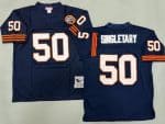 Chicago Bears #50 Mike Singletary Navy Bear Patch Throwback Jersey