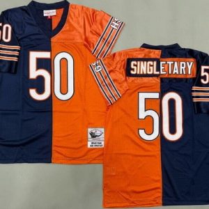 Chicago Bears #50 Mike Singletary Navy Orange Split Throwback Jersey