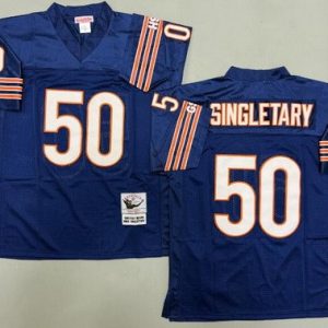 Chicago Bears #50 Mike Singletary Navy Throwback Jersey