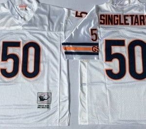 Chicago Bears #50 Mike Singletary White 1985 Throwback Jersey