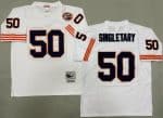 Chicago Bears #50 Mike Singletary White Bear Patch Throwback Jersey