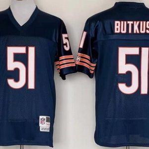 Chicago Bears #51 Dick Butkus Navy Throwback Jersey