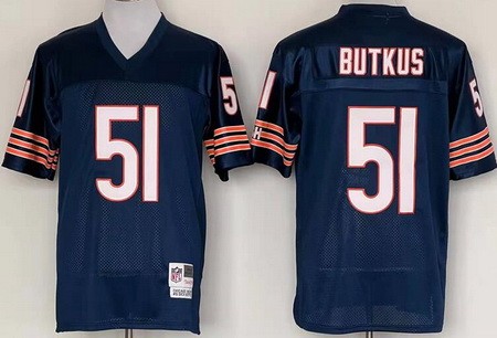 Chicago Bears #51 Dick Butkus Navy Throwback Jersey