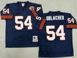 Chicago Bears #54 Brian Urlacher Navy Bear Patch Throwback Jersey