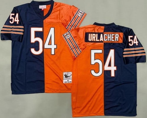 Chicago Bears #54 Brian Urlacher Navy Orange Split Throwback Jersey