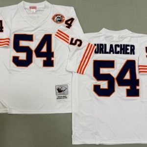 Chicago Bears #54 Brian Urlacher White Bear Patch Throwback Jersey