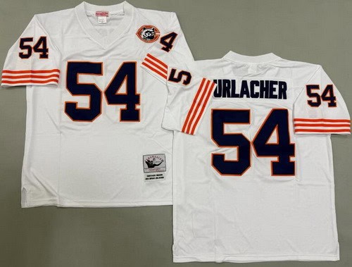 Chicago Bears #54 Brian Urlacher White Bear Patch Throwback Jersey