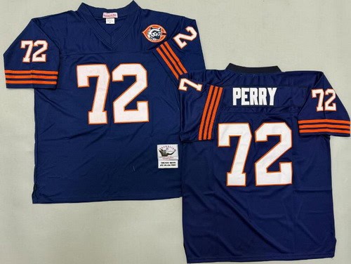 Chicago Bears #72 William Perry Navy Bear Patch Throwback Jersey