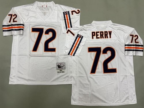 Chicago Bears #72 William Perry White 1985 Throwback Jersey