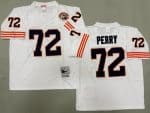 Chicago Bears #72 William Perry White Bear Patch Throwback Jersey